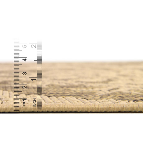 Brown 5' 3 x 8' Outdoor Botanical Rectangle Area Rug Weather Resistant for Patio, Deck, Terrace, Balcony, Porch