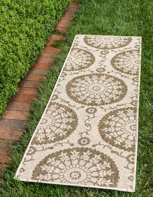 Brown 2' 2 x 6' Outdoor Botanical Runner Rug