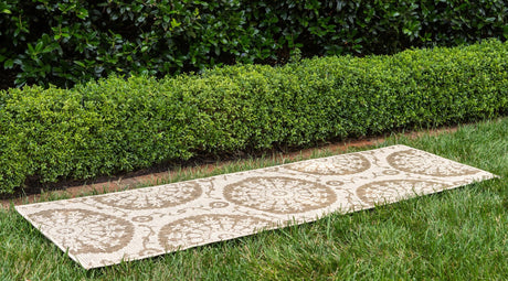 Brown 2' 2 x 6' Outdoor Botanical Runner Rug