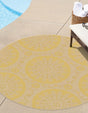 Yellow 6' 1 x 6' 1 Outdoor Botanical Round Rug