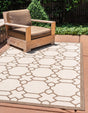 Beige 5' 3 x 8' Outdoor Trellis Rectangle Rug