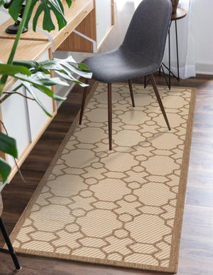 Beige 2' 2 x 6' 1 Outdoor Trellis Runner Rug
