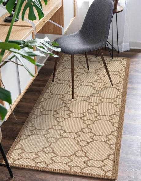 Beige 2' 2 x 6' 1 Outdoor Trellis Runner Rug