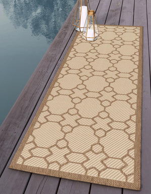 Beige 2' 2 x 6' 1 Outdoor Trellis Runner Rug
