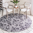 Gray 6' x 6' Outdoor Botanical Round Rug