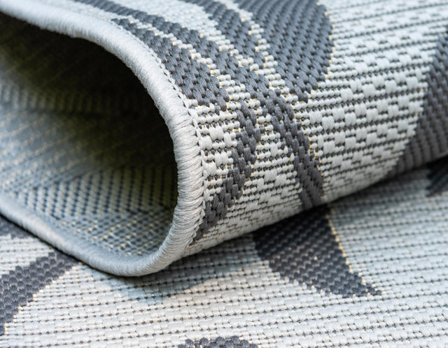 Gray 6' x 6' Outdoor Botanical Round Rug