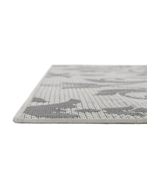 Gray 6' x 9' Outdoor Botanical Rectangle Area Rug Weather Resistant for Patio, Deck, Terrace, Balcony, Porch Polypropylene Garden Floral Tropical Carpet for Sale at Rug Engine