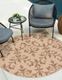 Beige 6' 1 x 6' 1 Outdoor Botanical Round Rug
