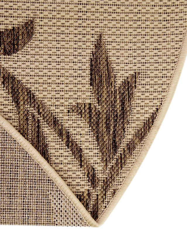 Beige 6' 1 x 6' 1 Outdoor Botanical Round Rug