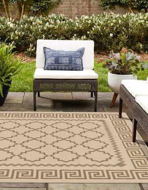 Beige 6' 1 x 6' 1 Outdoor Trellis Square Rug