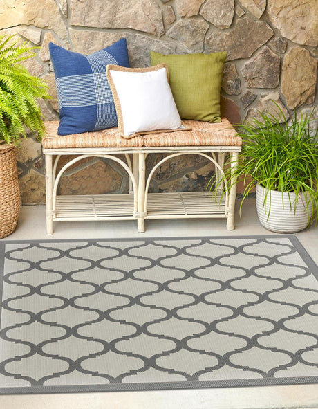 Gray 6' 1 x 6' 1 Outdoor Trellis Square Rug