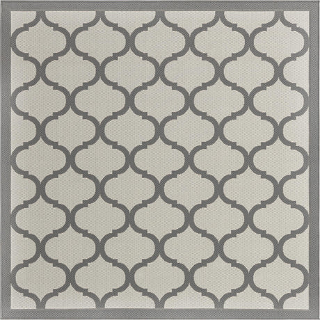 Gray 6' 1 x 6' 1 Outdoor Trellis Square Area Rug Weather Resistant for Patio, Deck, Terrace, Balcony, Porch Geometric Design Water Safe Outside Carpet for Sale at Rug Engine