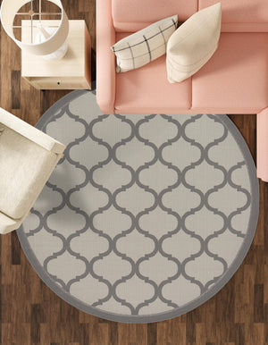 Gray 6' 1 x 6' 1 Outdoor Trellis Round Rug