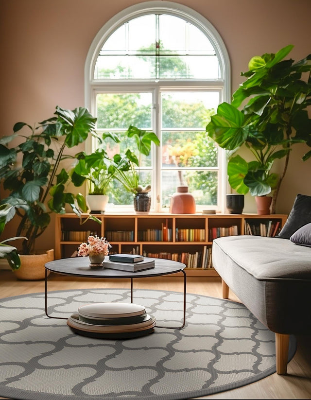 Gray 6' 1 x 6' 1 Outdoor Trellis Round Rug