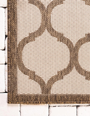 Beige and Brown 6' 1 x 6' 1 Outdoor Trellis Square Rug