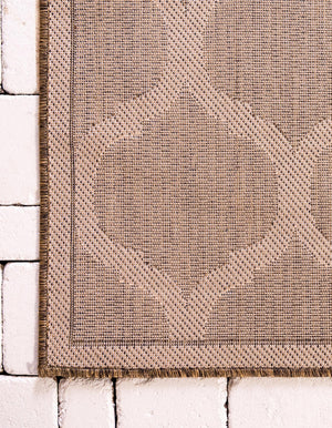 Beige and Brown 6' 1 x 6' 1 Outdoor Trellis Square Rug