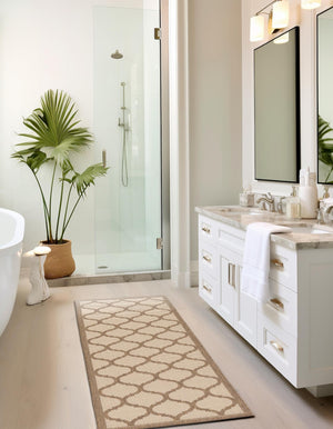 Beige and Brown 2' 2 x 6' 1 Outdoor Trellis Runner Rug