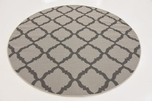 Gray 6' x 6' Outdoor Trellis Round Rug