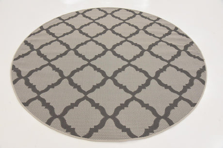 Gray 6' x 6' Outdoor Trellis Round Rug