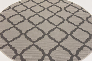 Gray 6' x 6' Outdoor Trellis Round Rug