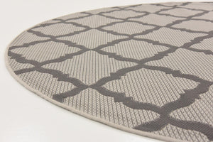 Gray 6' x 6' Outdoor Trellis Round Rug