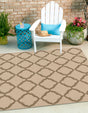 Beige 6' x 6' Outdoor Trellis Square Rug