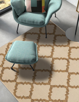 Beige 2' 2 x 3' 1 Outdoor Trellis Rectangle Area Rug Weather Resistant for Patio, Deck, Terrace, Balcony, Porch