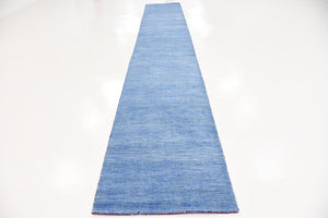 Light Blue 2' 7 x 16' 5 Solid Gava Runner Area Rug 100% High Quality All Natural Wool Minimalist Carpet for Modern Home Interior Design for Sale at Rug Engine