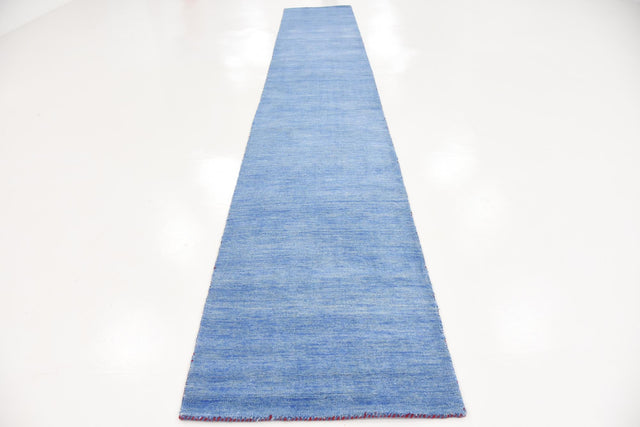 Light Blue 2' 7 x 16' 5 Solid Gava Runner Area Rug 100% High Quality All Natural Wool Minimalist Carpet for Modern Home Interior Design for Sale at Rug Engine