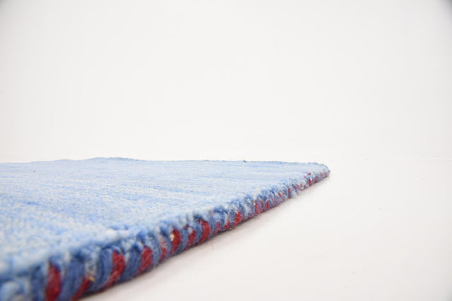 Light Blue 2' 7 x 16' 5 Solid Gava Runner Area Rug 100% High Quality All Natural Wool Minimalist Carpet for Modern Home Interior Design for Sale at Rug Engine