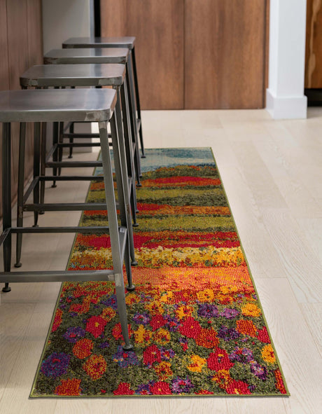 Multicolor 2' 2 x 6' 9 Estrella Runner Area Rug 100% Polypropylene Non-Shedding Stain Resistant Carpet Colorful Modern Abstract Design Easy Clean for Home Decor for Sale at Rug Engine