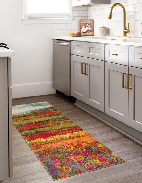 Multicolor 2' 7 x 10' Estrella Runner Area Rug 100% Polypropylene Non-Shedding Stain Resistant Carpet Colorful Modern Abstract Design Easy Clean for Home Decor for Sale at Rug Engine