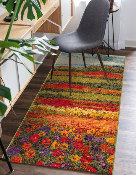 Multicolor 2' 2 x 6' 9 Estrella Runner Area Rug 100% Polypropylene Non-Shedding Stain Resistant Carpet Colorful Modern Abstract Design Easy Clean for Home Decor for Sale at Rug Engine