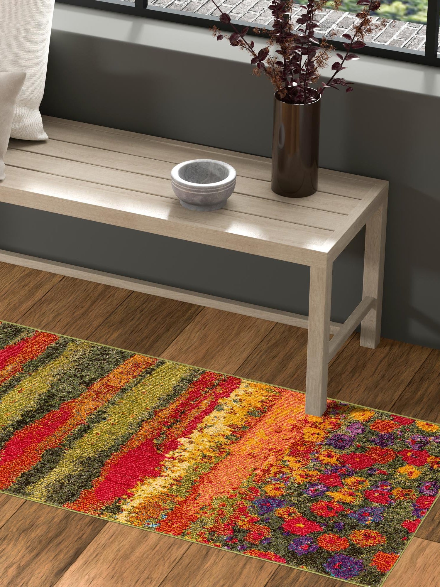 Multicolor 2' 7 x 10' Estrella Runner Area Rug 100% Polypropylene Non-Shedding Stain Resistant Carpet Colorful Modern Abstract Design Easy Clean for Home Decor for Sale at Rug Engine