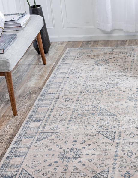 Beige 2' 2 x 3' 1 Paris Rectangle Area Rug Distressed Vintage Style Easy-Clean Carpet for Living Rooms, Kitchen, Bedrooms, Office, Dorms for Sale at Rug Engine