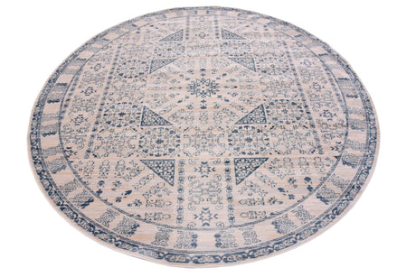 Beige 6' 1 x 6' 1 Paris Round Area Rug Distressed Vintage Style Easy-Clean Carpet for Living Rooms, Kitchen, Bedrooms, Office, Dorms for Sale at Rug Engine