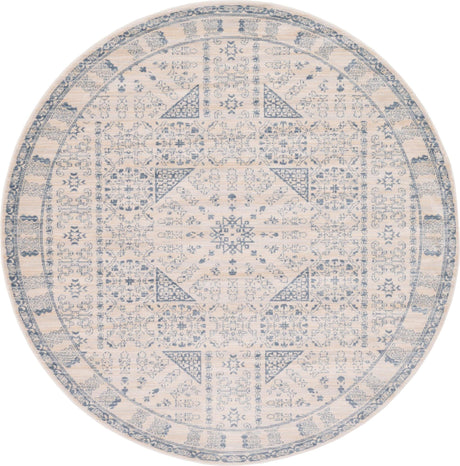 Beige 6' 1 x 6' 1 Paris Round Area Rug Distressed Vintage Style Easy-Clean Carpet for Living Rooms, Kitchen, Bedrooms, Office, Dorms for Sale at Rug Engine