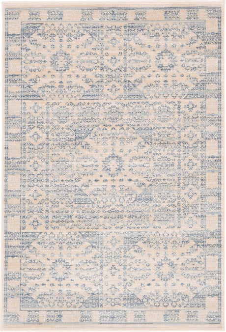 Beige 2' 2 x 3' 1 Paris Rectangle Area Rug Distressed Vintage Style Easy-Clean Carpet for Living Rooms, Kitchen, Bedrooms, Office, Dorms for Sale at Rug Engine