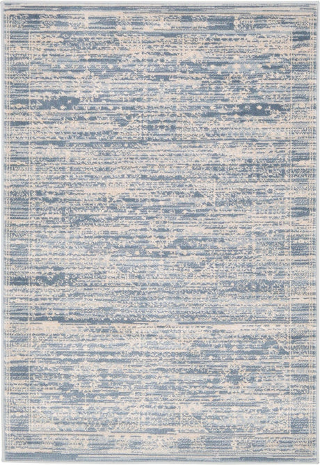 Blue 2' 2 x 3' Paris Rectangle Area Rug Distressed Vintage Style Easy-Clean Carpet for Living Rooms, Kitchen, Bedrooms, Office, Dorms for Sale at Rug Engine