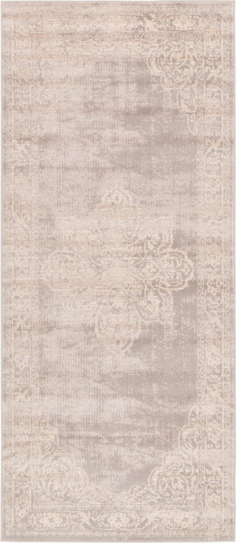 Gray 2' 7 x 6' 1 Paris Runner Area Rug Distressed Vintage Style Easy-Clean Carpet for Living Rooms, Kitchen, Bedrooms, Office, Dorms for Sale at Rug Engine