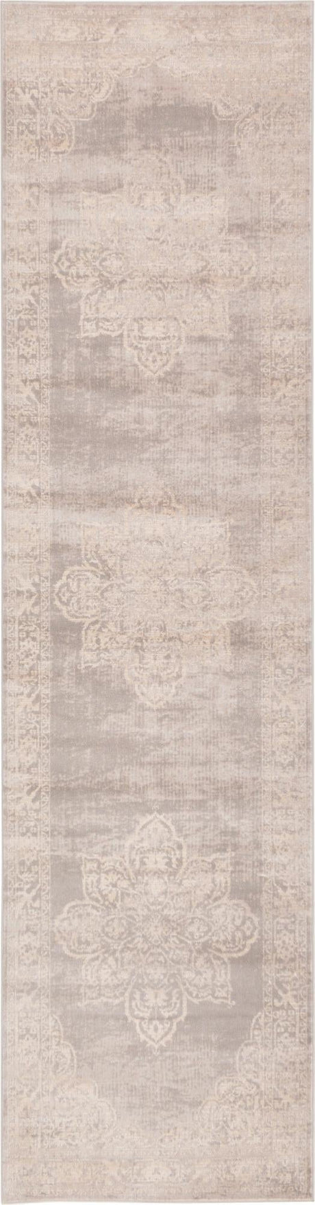 Gray 2' 7 x 10' Paris Runner Area Rug Distressed Vintage Style Easy-Clean Carpet for Living Rooms, Kitchen, Bedrooms, Office, Dorms for Sale at Rug Engine