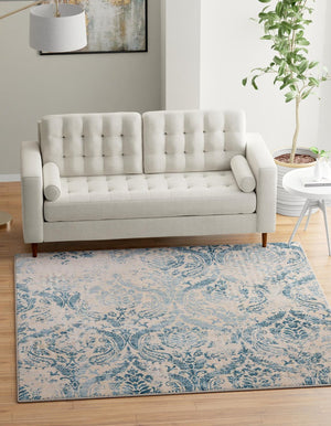 Blue 7' 10 x 7' 10 Paris Square Area Rug