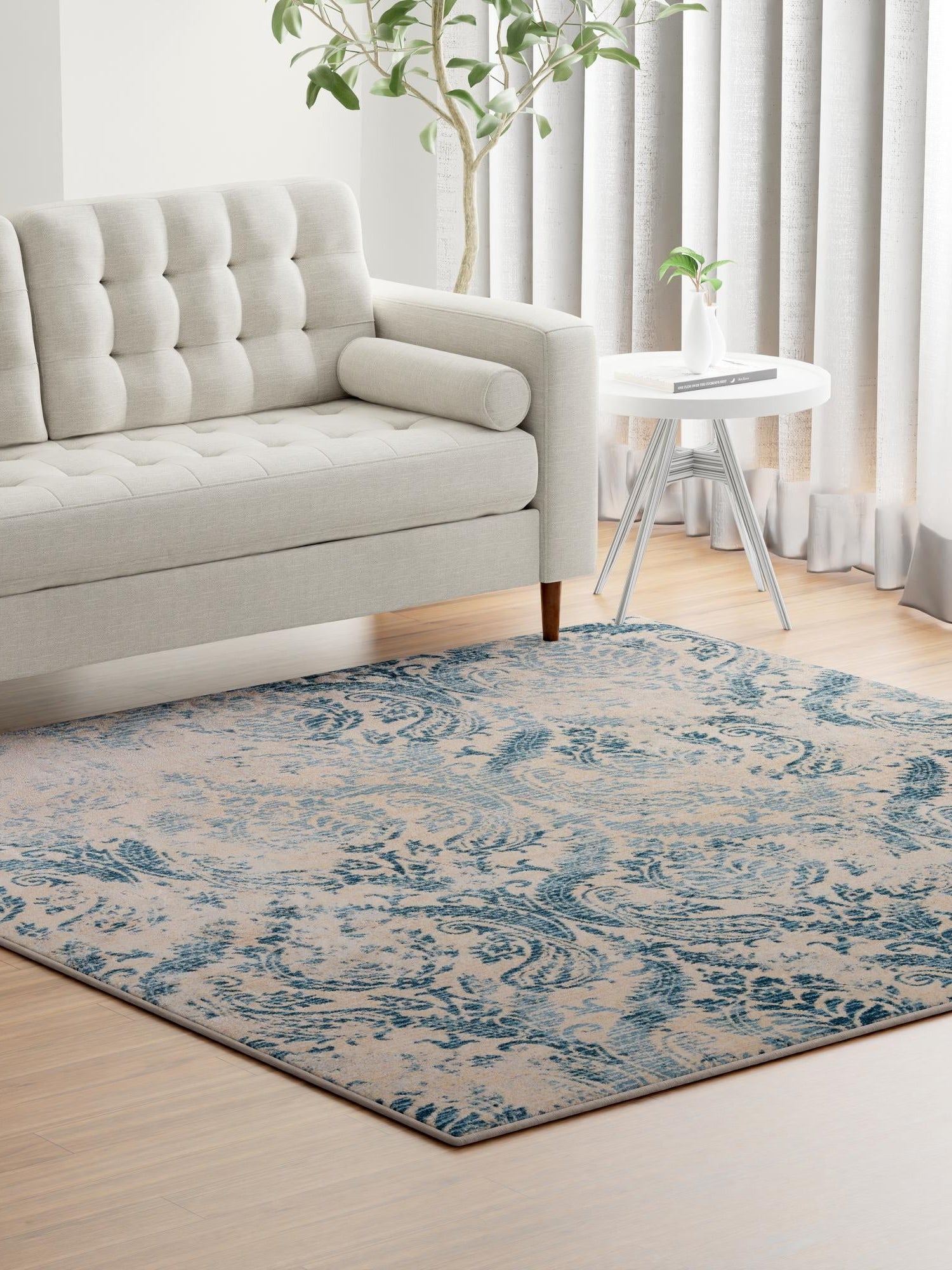 Blue 8' x 8' Paris Square Area Rug