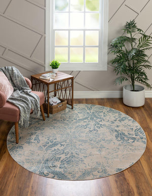 Blue 3' 3 x 3' 3 Paris Round Area Rug