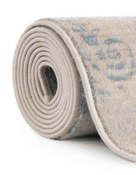 Blue 5' 3 x 5' 3 Paris Round Area Rug Distressed Vintage Style Easy-Clean Carpet for Living Rooms, Kitchen, Bedrooms, Office, Dorms for Sale at Rug Engine