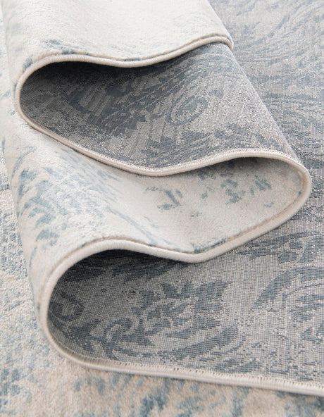 Blue 2' 7 x 10' Paris Runner Area Rug Distressed Vintage Style Easy-Clean Carpet for Living Rooms, Kitchen, Bedrooms, Office, Dorms for Sale at Rug Engine