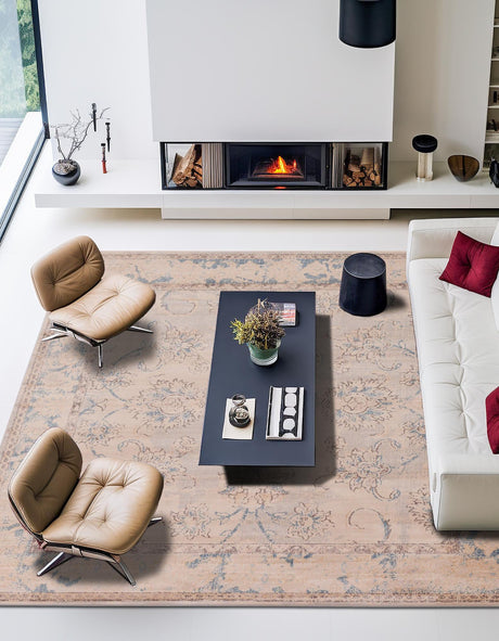 Beige 8' x 8' Paris Square Area Rug