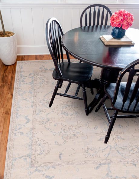 Beige 8' x 8' Paris Square Area Rug Distressed Vintage Style Easy-Clean Carpet for Living Rooms, Kitchen, Bedrooms, Office, Dorms for Sale at Rug Engine