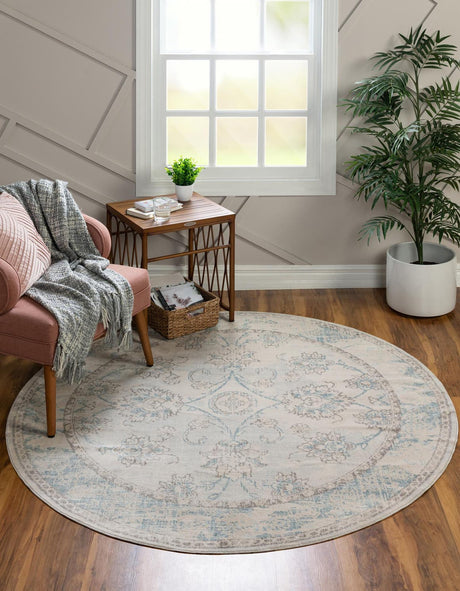 Beige 6' 1 x 6' 1 Paris Round Area Rug