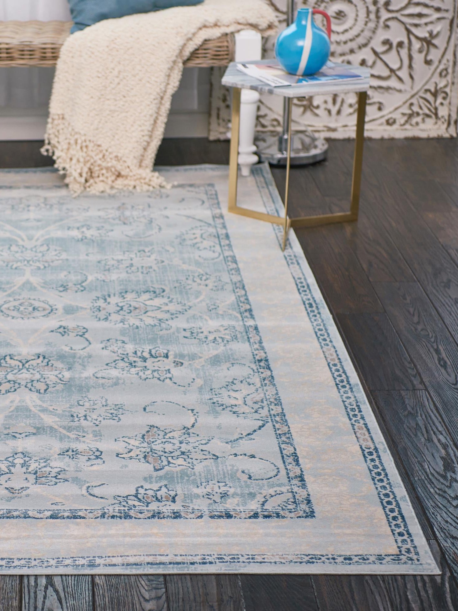 Light Blue 5' 1 x 8' Paris Rectangle Area Rug